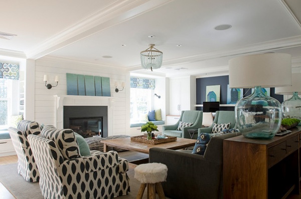 Beach Style Family Room by Kristina Crestin Design