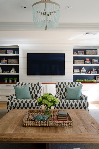 Beach Style Family Room by Kristina Crestin Design