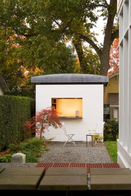 Transitional Garage And Shed by REESE Atelier IGNITE PLLC
