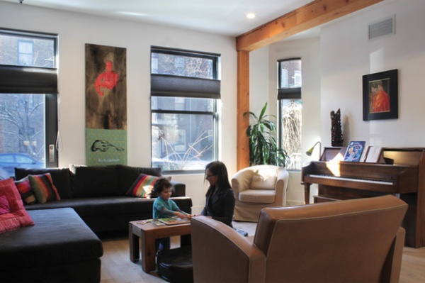 Transitional Dining Room by Esther Hershcovich