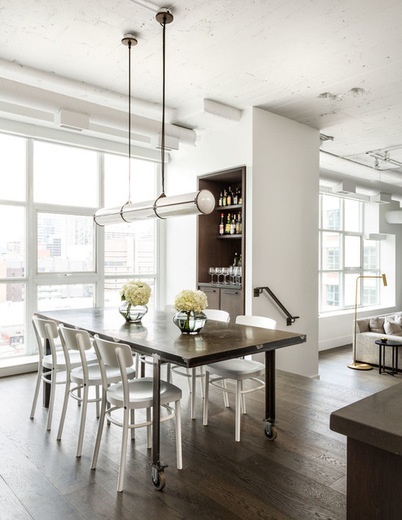 Transitional Dining Room by Croma Design Inc