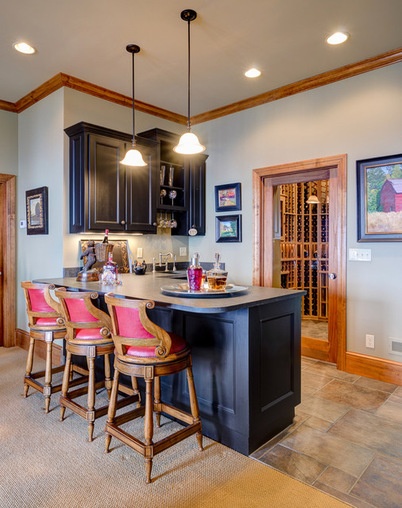 Traditional Home Bar by Dianne Davant and Associates