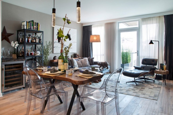 Transitional Dining Room by Margot Hartford Photography