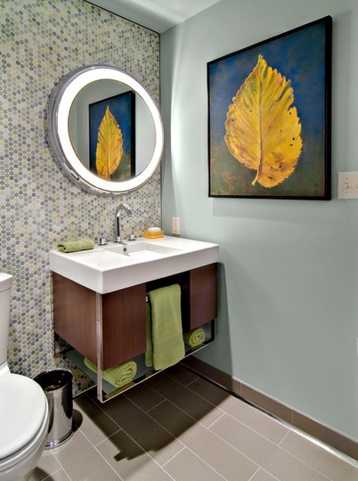 Midcentury Powder Room by David Heide Design Studio