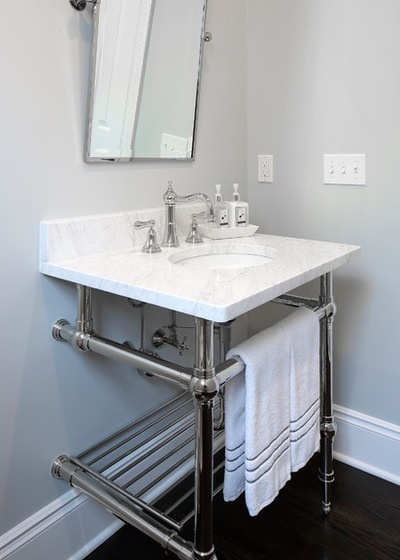 Traditional Powder Room by Best Plumbing Tile & Stone