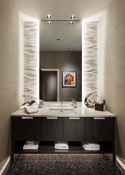 Contemporary Powder Room by timothyj kitchen & bath, inc.