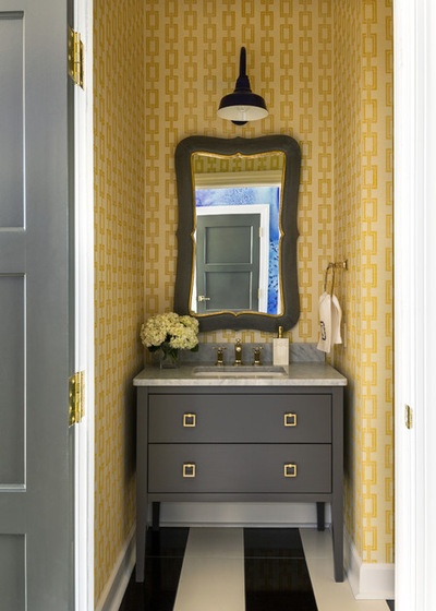 Transitional Powder Room by Tobi Fairley Interior Design