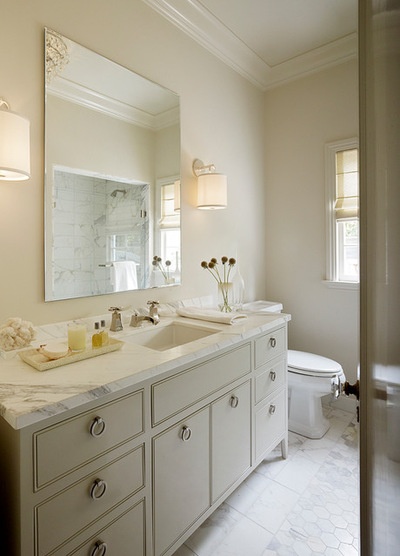 Transitional Bathroom by Kathleen Bost Architecture + Design