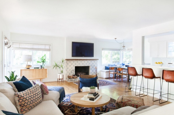 Transitional Family Room by Amber Interiors