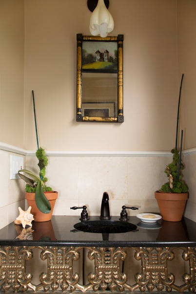 Eclectic Powder Room by Margot Hartford Photography